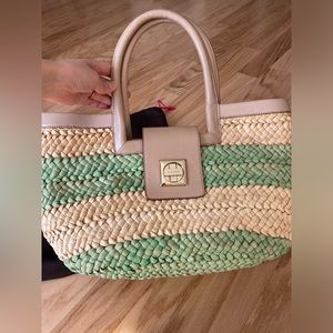Kate spade straw striped hand bag tote
